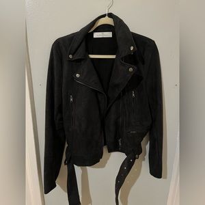 Black suede moto jacket